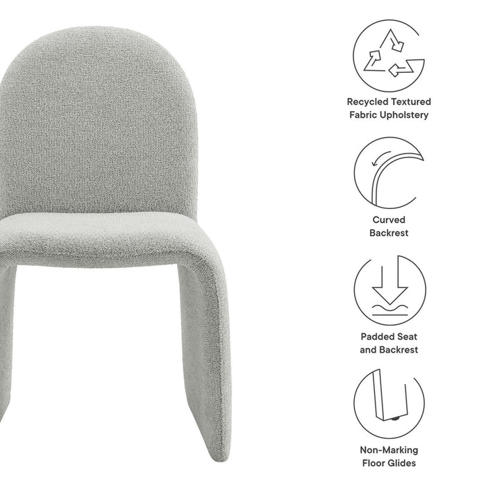 Junia Boucle Upholstered Arch Armless Dining Chair in Dove Gray