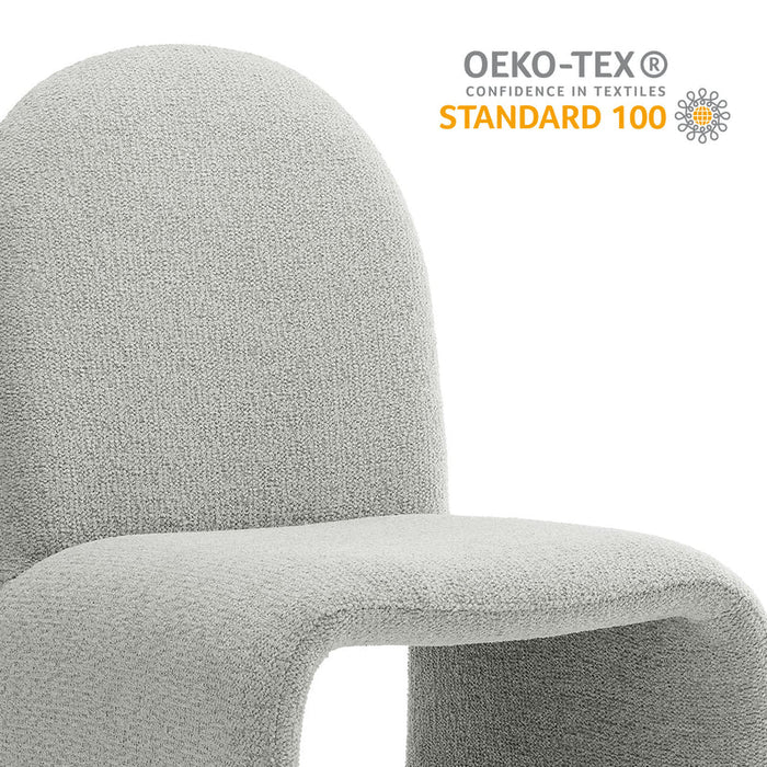Junia Boucle Upholstered Arch Armless Dining Chair in Dove Gray