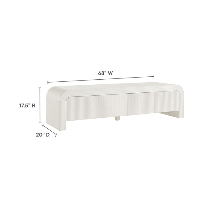 Waterflute 68" Fluted TV Stand in White Matte