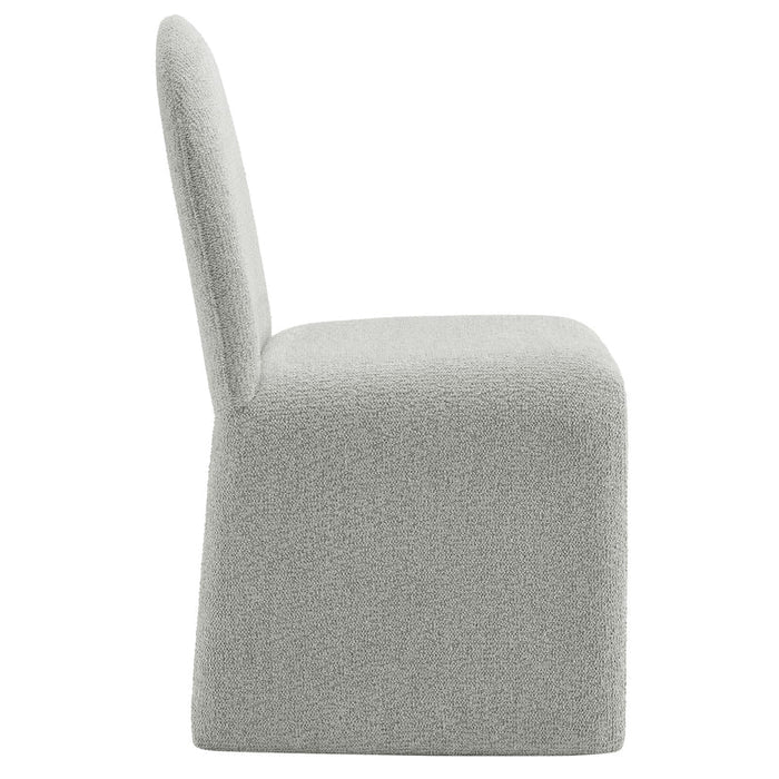 Junia Boucle Upholstered Arch Armless Dining Chair in Dove Gray