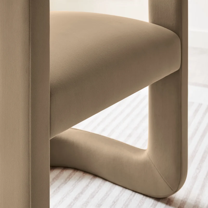 Winslow Barrel Performance Velvet Dining Chair in Taupe