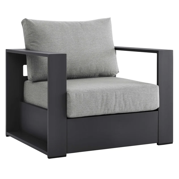 Tahoe Outdoor Patio Powder-Coated Aluminum Armchair in Gray Gray