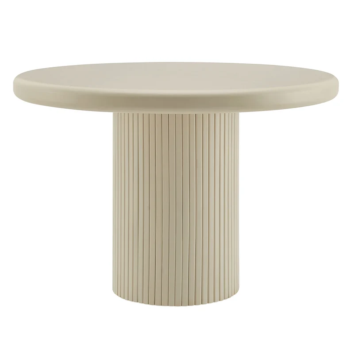 Belmonte 45 Inch Painted Wood Round Pedestal Dining Table in Putty