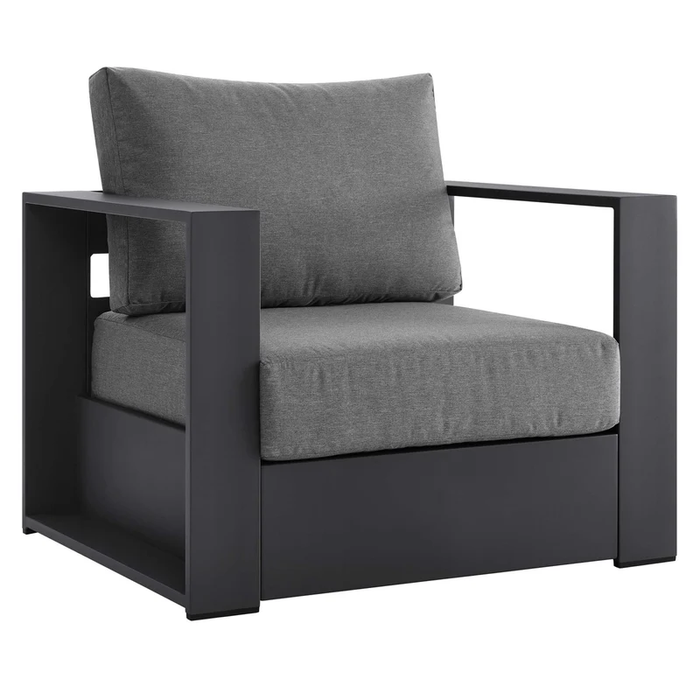 Tahoe Outdoor Patio Powder-Coated Aluminum Armchair in Gray Charcoal