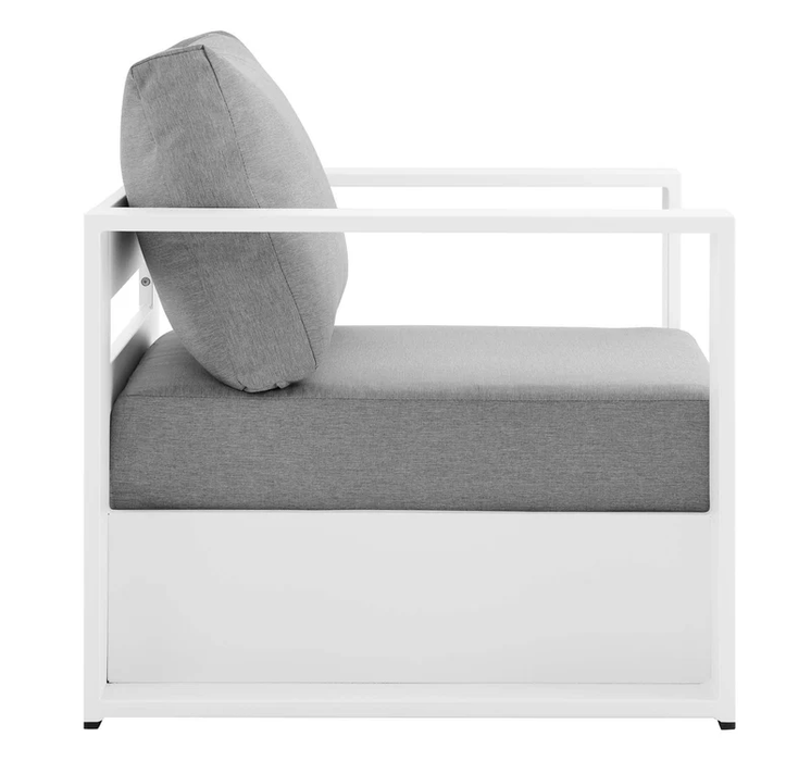 Tahoe Outdoor Patio Powder-Coated Aluminum Armchair in White Gray
