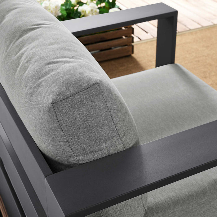 Tahoe Outdoor Patio Powder-Coated Aluminum Armchair in Gray Gray