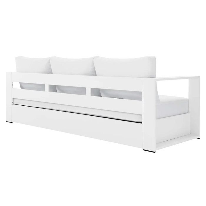 Tahoe Outdoor Patio Powder-Coated Aluminum Sofa in White White