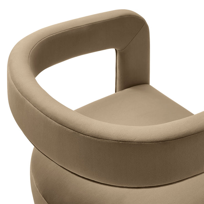 Winslow Barrel Performance Velvet Dining Chair in Taupe