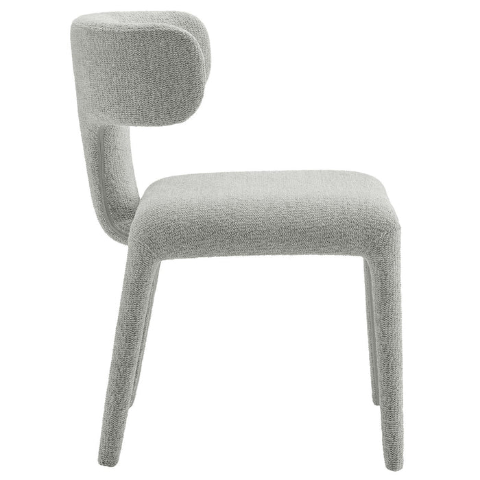 Stellan Curved Back Boucle Upholstered Dining Chair in Dove Gray Set of Two