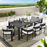 Tahoe 9-Piece Outdoor Patio Aluminum Dining Set in Gray White