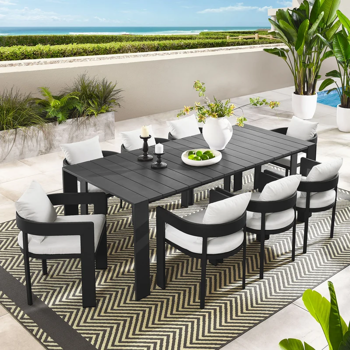 Tahoe 9-Piece Outdoor Patio Aluminum Dining Set in Gray White