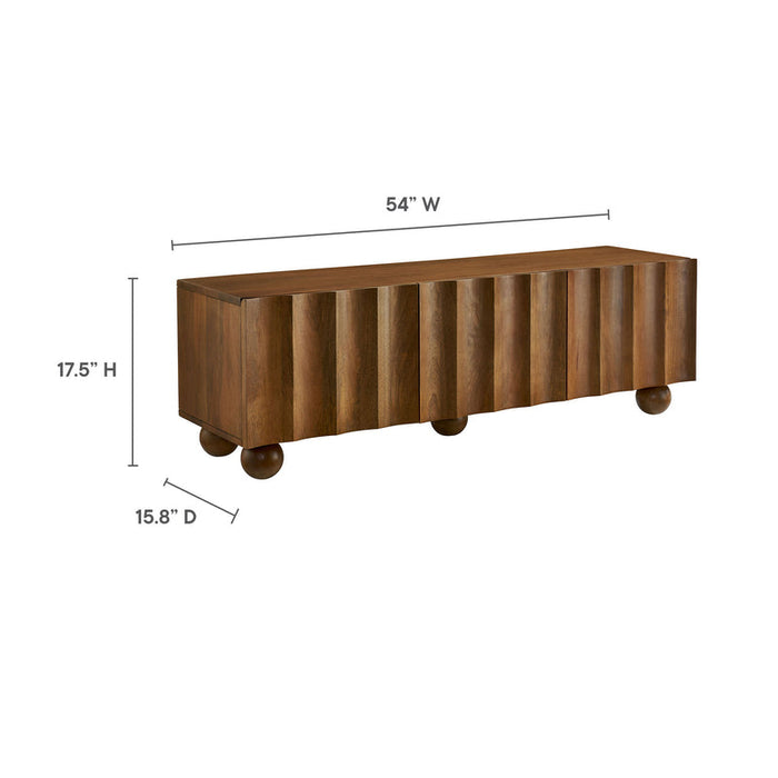 Sorren Scalloped 54" Wood TV Stand in Walnut