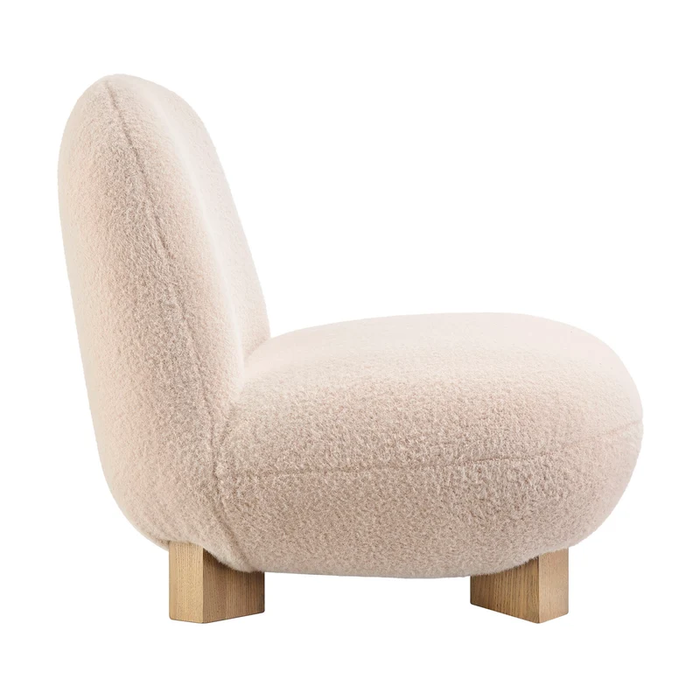 Norwood Faux Mohair Bean Shaped Accent Chair in Petal