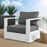 Tahoe Outdoor Patio Powder-Coated Aluminum Armchair in White Charcoal