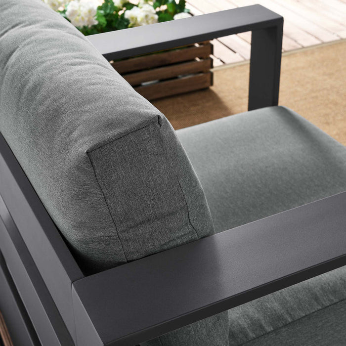 Tahoe Outdoor Patio Powder-Coated Aluminum Armchair in Gray Charcoal