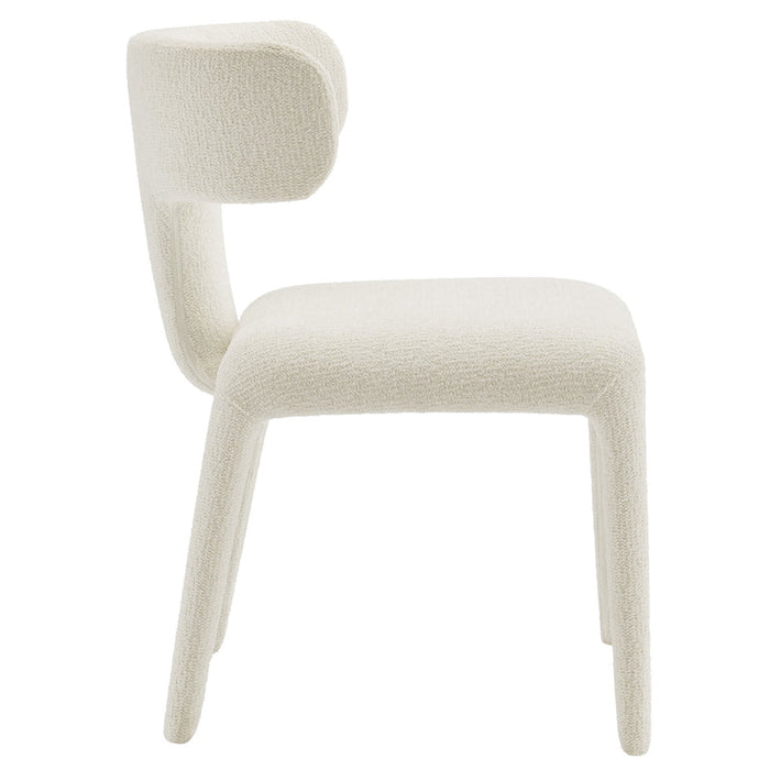 Stellan Curved Back Boucle Upholstered Dining Chair in Cream Set of Two