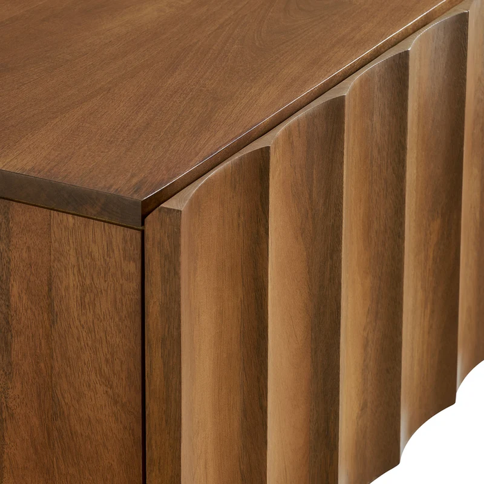 Sorren Scalloped 54" Wood TV Stand in Walnut