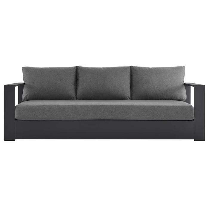 Tahoe Outdoor Patio Powder-Coated Aluminum Sofa in Gray Charcoal