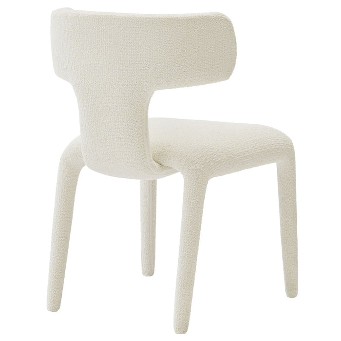 Stellan Curved Back Boucle Upholstered Dining Chair in Cream Set of Two