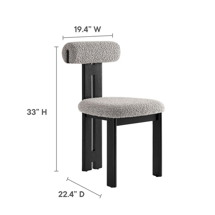 Torian Boucle Fabric Dining Chair Set of 2 in Wenge Taupe