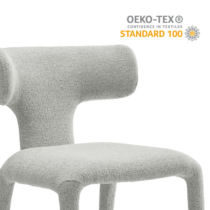 Stellan Curved Back Boucle Upholstered Dining Chair in Dove Gray Set of Two