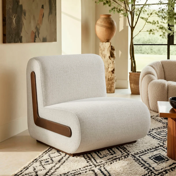 Denby Linen Blend Accent Chair in Ivory