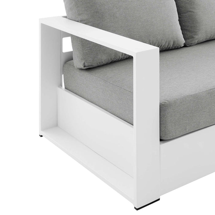 Tahoe Outdoor Patio Powder-Coated Aluminum Sofa in White Gray