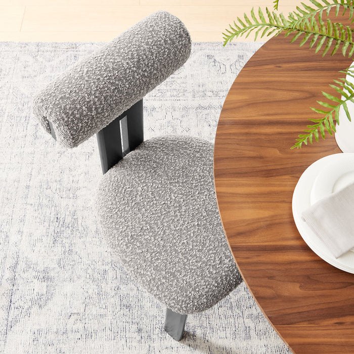 Torian Boucle Fabric Dining Chair Set of 2 in Wenge Taupe