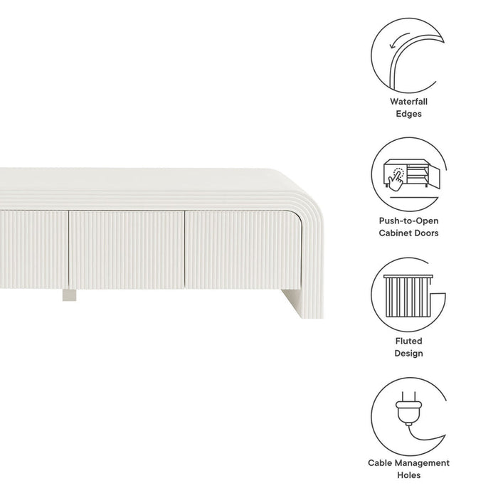 Waterflute 68" Fluted TV Stand in White Matte