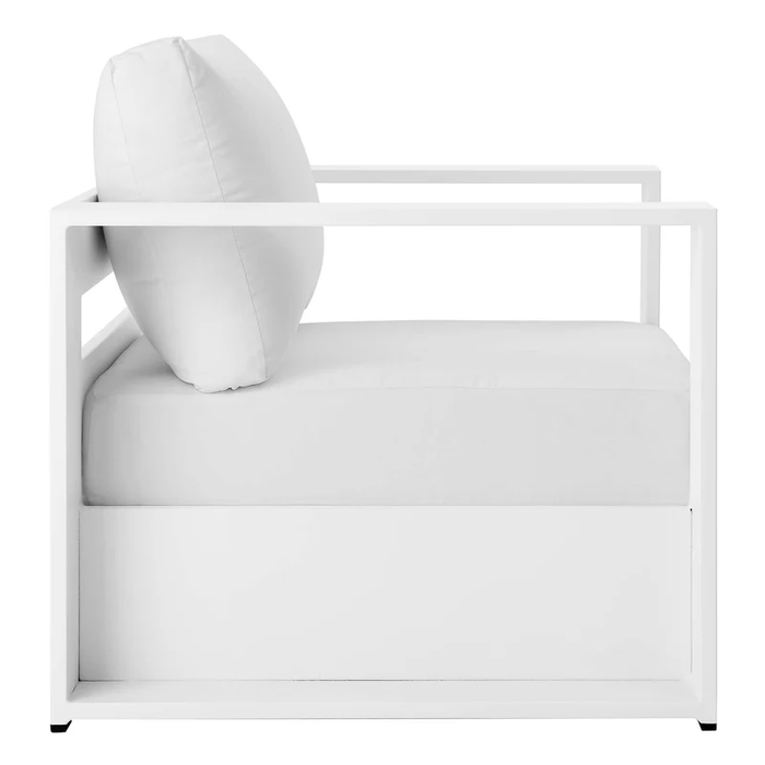 Tahoe Outdoor Patio Powder-Coated Aluminum Armchair in White White
