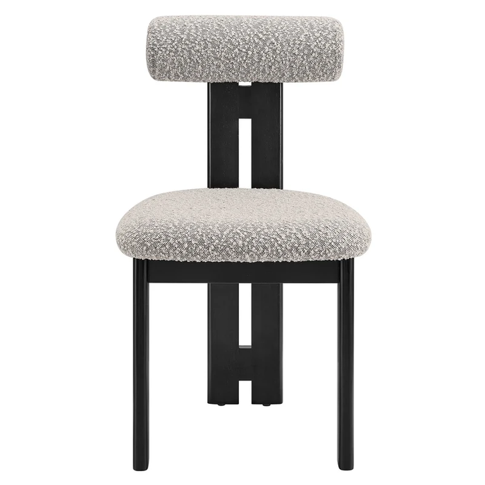 Torian Boucle Fabric Dining Chair Set of 2 in Wenge Taupe