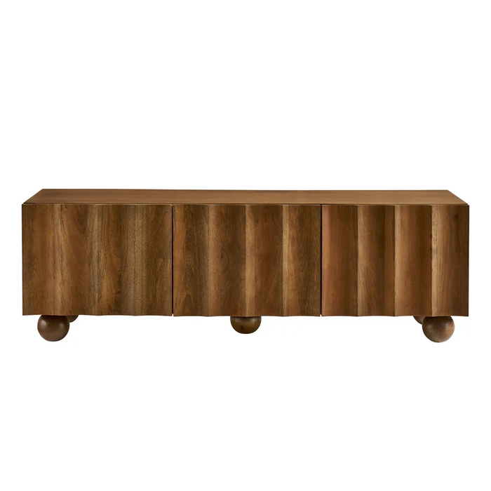 Sorren Scalloped 54" Wood TV Stand in Walnut
