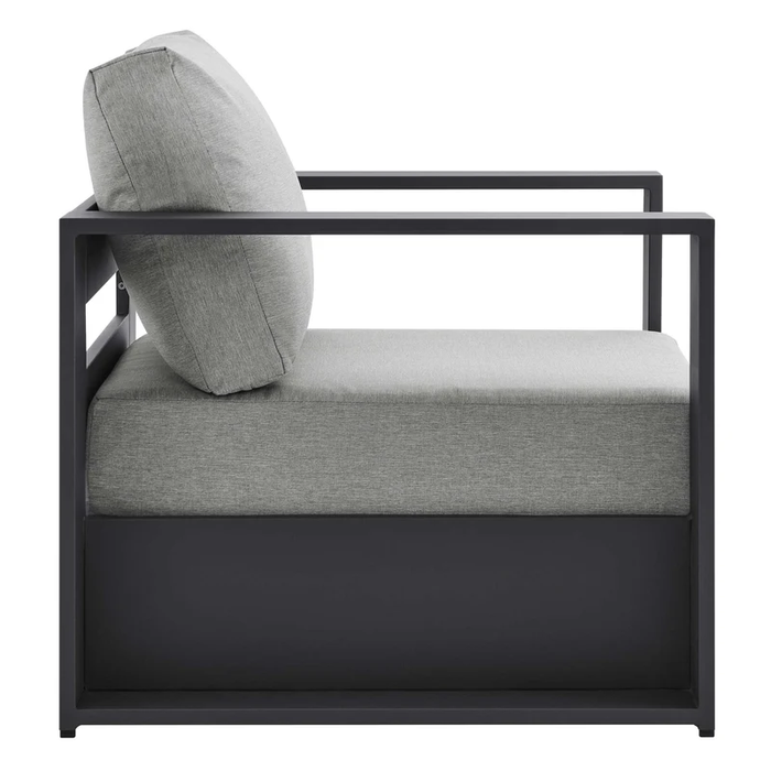 Tahoe Outdoor Patio Powder-Coated Aluminum Armchair in Gray Gray