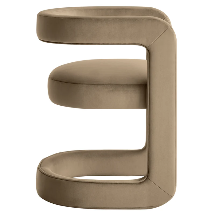 Winslow Barrel Performance Velvet Dining Chair in Taupe