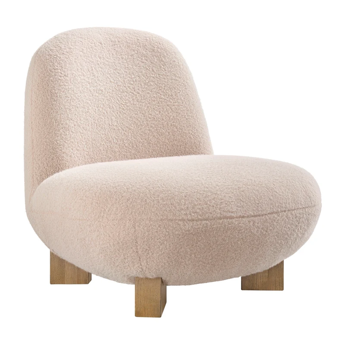 Norwood Faux Mohair Bean Shaped Accent Chair in Petal