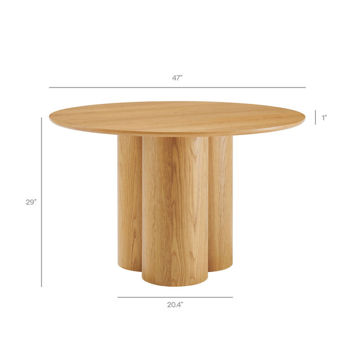 Renwick 47 Inch Oak Veneer Round Pedestal Dining Table in Oak
