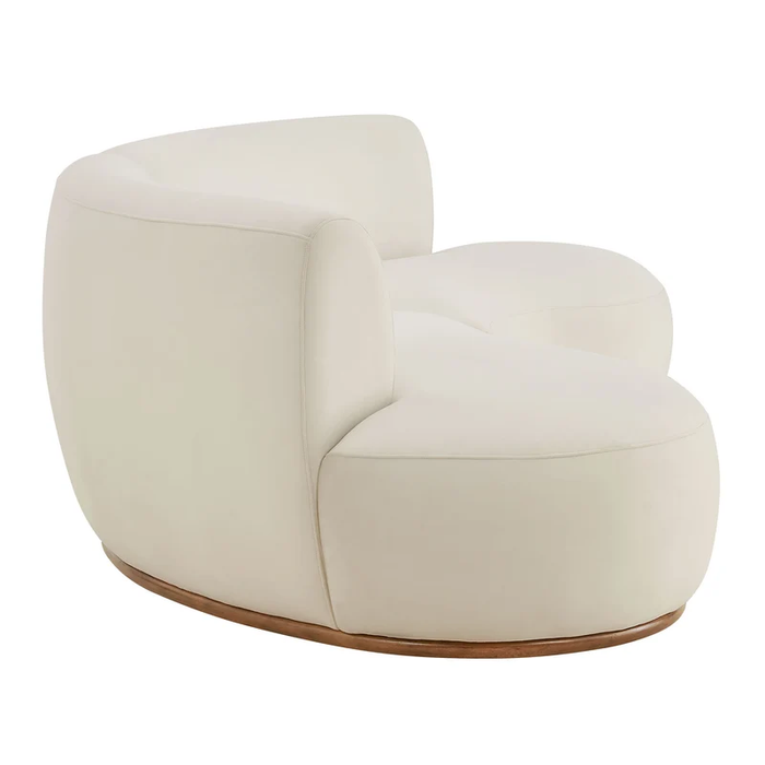 Rialta 2 Piece Curved Performance Velvet Sectional Sofa in Alabaster