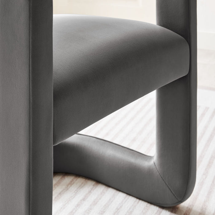 Winslow Barrel Performance Velvet Dining Chair in Storm Gray
