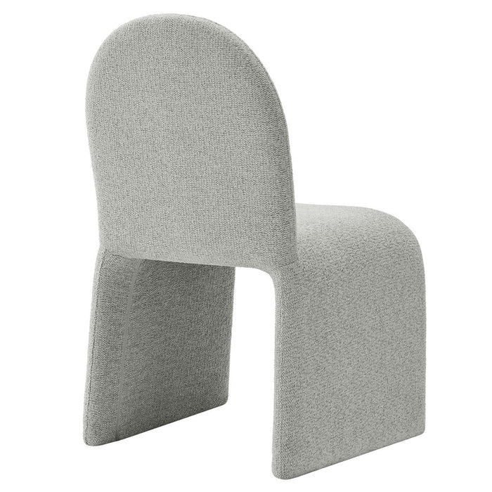 Junia Boucle Upholstered Arch Armless Dining Chair in Dove Gray