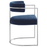 Huron Curved Back Fabric and Metal Dining Accent Chair in Silver Navy