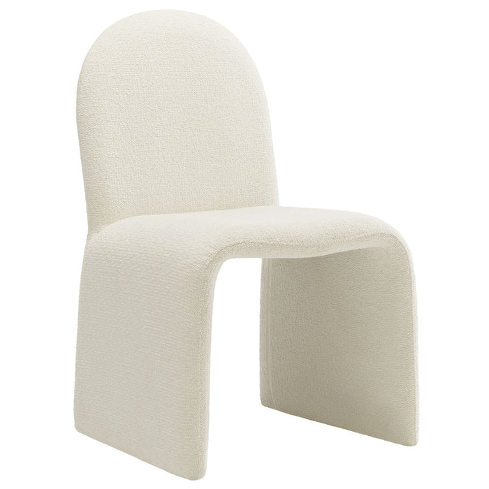 Junia Boucle Upholstered Arch Armless Dining Chair in Cream