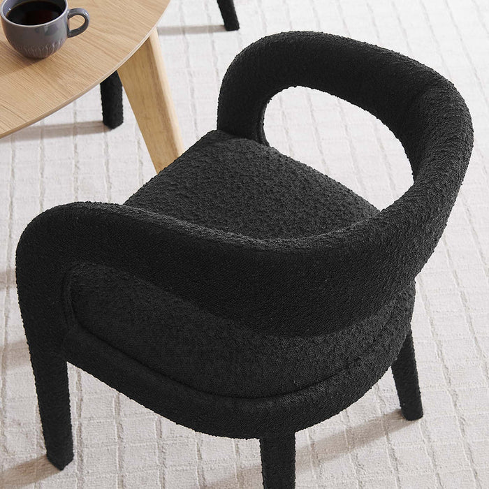 Pinnacle Boucle Upholstered Dining Chair Set of 2 in Black