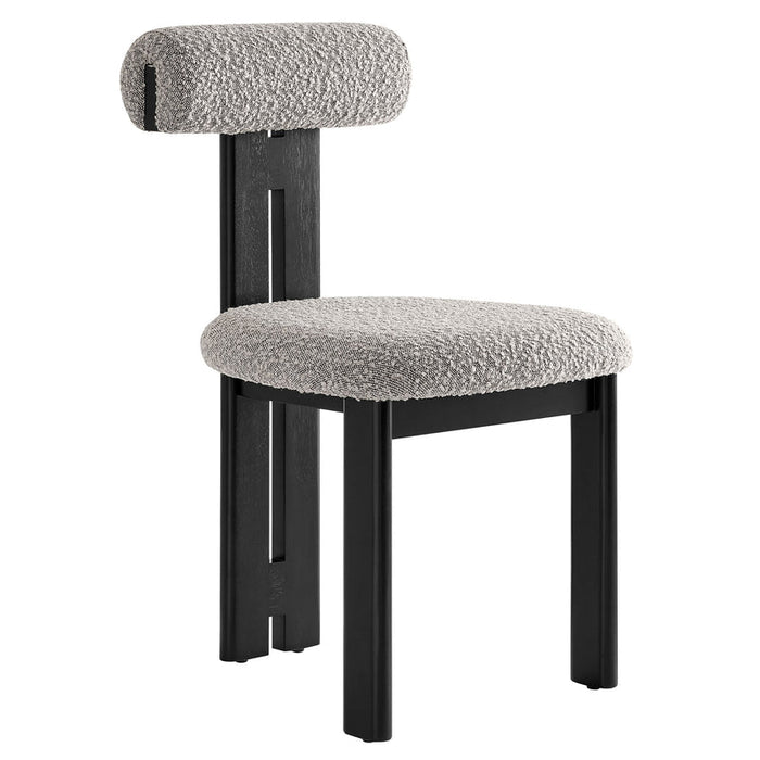 Torian Boucle Fabric Dining Chair Set of 2 in Wenge Taupe