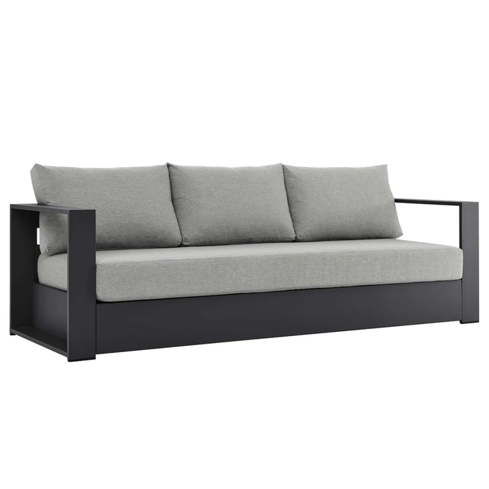 Tahoe Outdoor Patio Powder-Coated Aluminum Sofa in Gray Gray