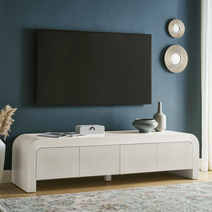 Waterflute 68" Fluted TV Stand in White Matte