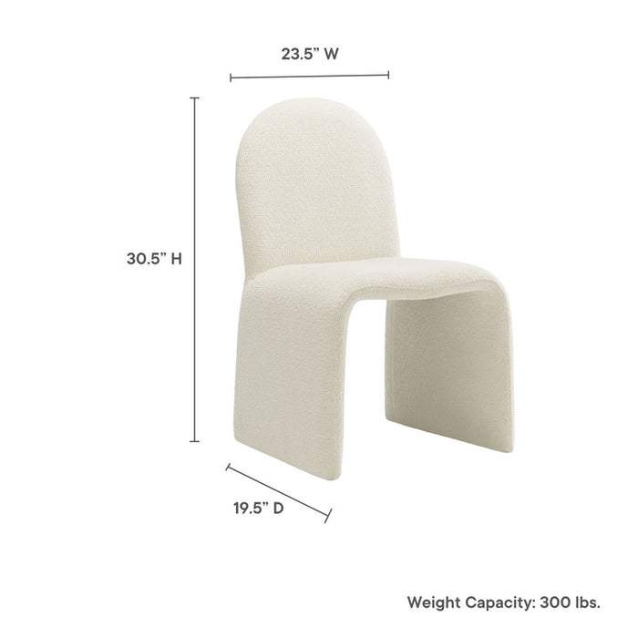 Junia Boucle Upholstered Arch Armless Dining Chair in Cream