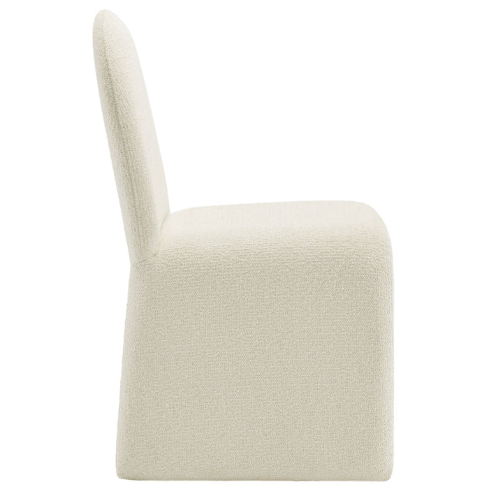 Junia Boucle Upholstered Arch Armless Dining Chair in Cream