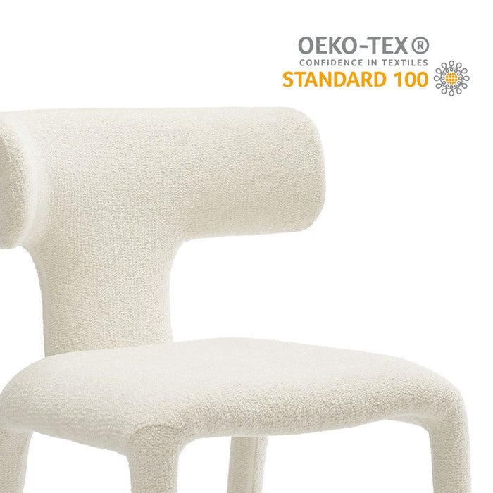 Stellan Curved Back Boucle Upholstered Dining Chair in Cream Set of Two