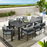 Tahoe 9-Piece Outdoor Patio Aluminum Dining Set in Gray Gray