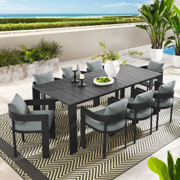 Tahoe 9-Piece Outdoor Patio Aluminum Dining Set in Gray Gray